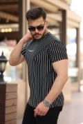 Erkek Dikey çizgili Ottoman Kumaş Kısa Kollu T-shirt resmi